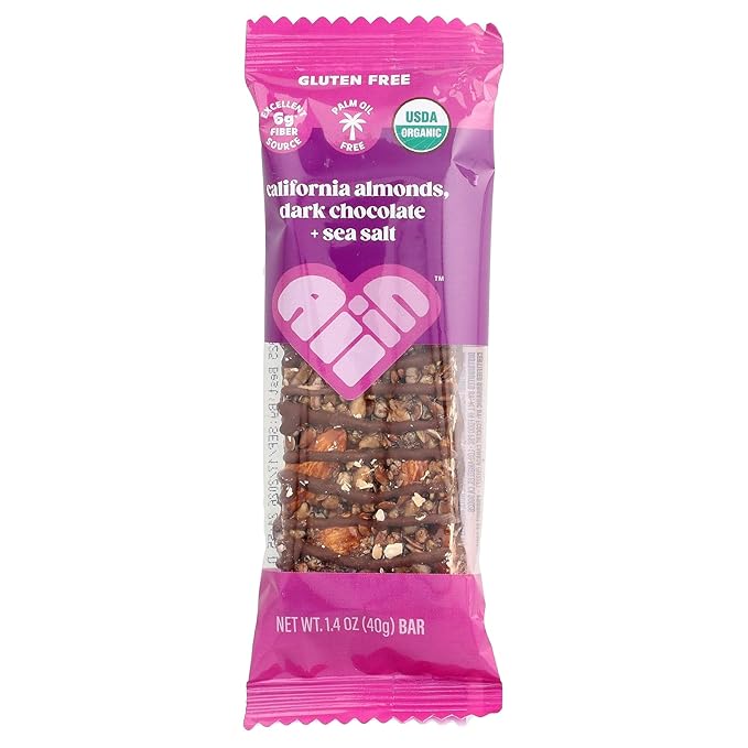 All In Snack Bars California Almond, Dark Chocolate + Sea Salt - Healthy Snack for Adults and Kids - Gluten Free - Organic - Non-GMO (6 Pack)