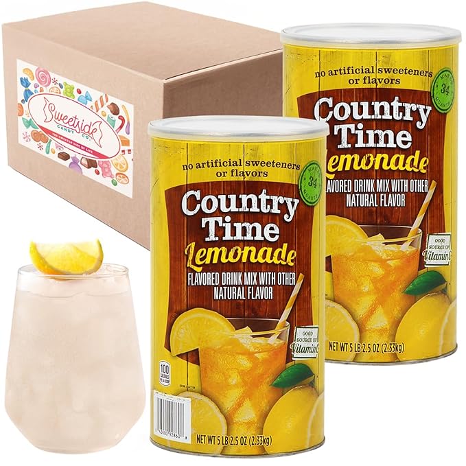Powdered Lemonade Drink Mix- CountryTime Refreshing Lemonade Mix Powder Drink with Other Natural Flavor - Packaged in Resealable Canister with Easy Measure Scoop, 5lb Bucket, 2 Pack (Total 10.3lb)
