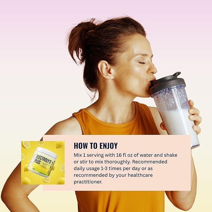 Electrolyte Plus Powder Drink Mix | Full Spectrum Electrolytes – Gluten Fee and Zero Sugar for Max Hydration | 30 Servings (30 Serving, Lemonade)