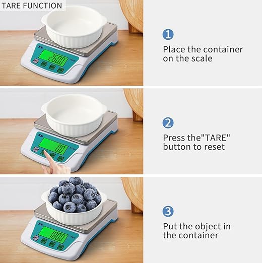 Food Kitchen Scale 22lb/0.2g Precision -304 Stainless Steel with Backlit LCD,Tare & PCS Function,6 Units Conversion(g/oz/lb/kg/ml/ct) for Baking Cooking Meal Prep, USB/Battery Powered