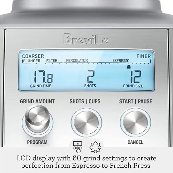 Breville BCG820BSS Smart Grinder Pro for Coffee and Espresso, Brushed Stainless Steel