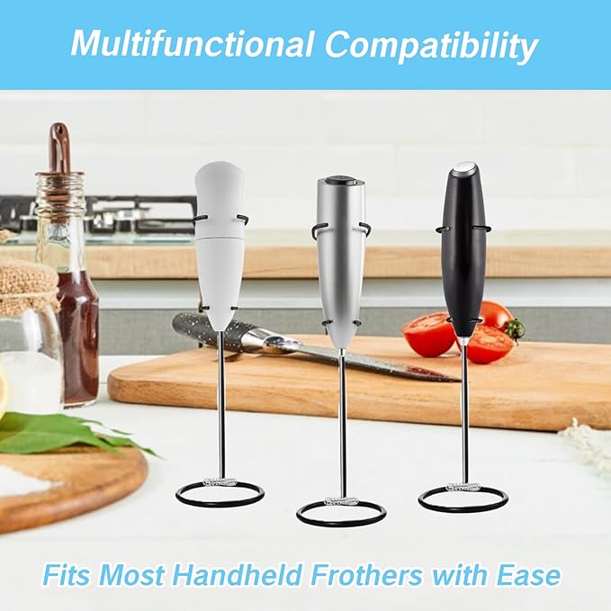 Frother Stand Kitchen Milk For Coffee Stainless Steel Stand Fits for Multiple Types of Coffee Frothers - Heavy Duty Stand Ideal (Black)