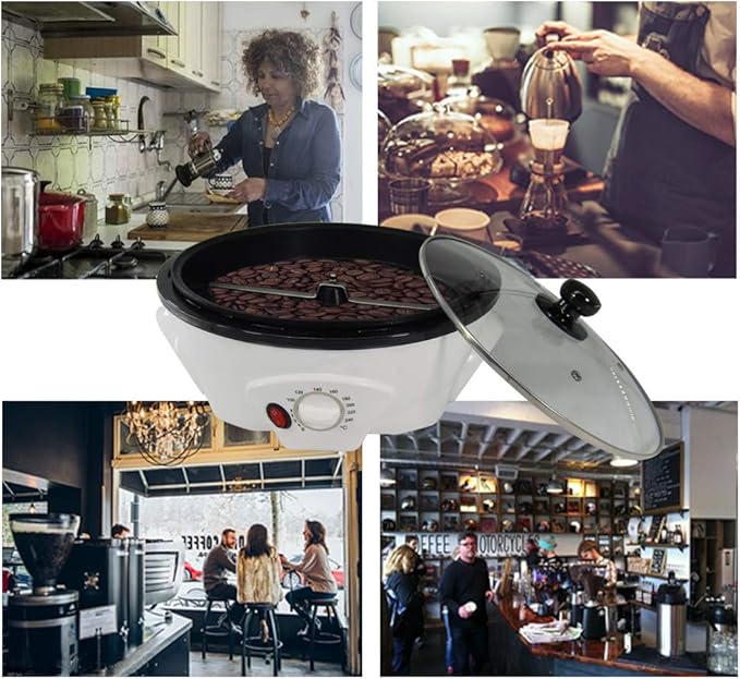 JIAWANSHUN Electric Coffee Roaster Machine 500g Coffee Bean Roaster 0-240℃ Non-Stick Home Peanut Beans Roaster 1200W 110V