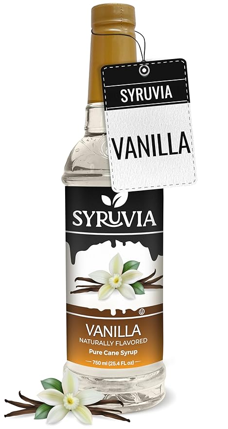 Syruvia Coffee Syrup, Vanilla Flavored Syrup for Drinks, Lattes, and Desserts – 25.4 fl oz