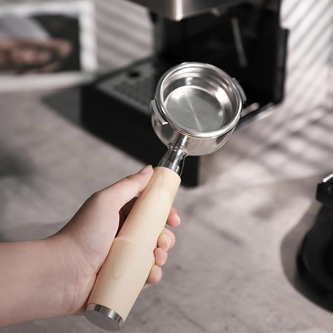 KNODOS 58mm Espresso Tool Kit for Gaggia Classic, Classic Pro, and Classic Pro Evo: Maple Bottomless Portafilter, Calibrated Tamper, Dosing Funnel with Puck Screen, and Adjustable Distributor