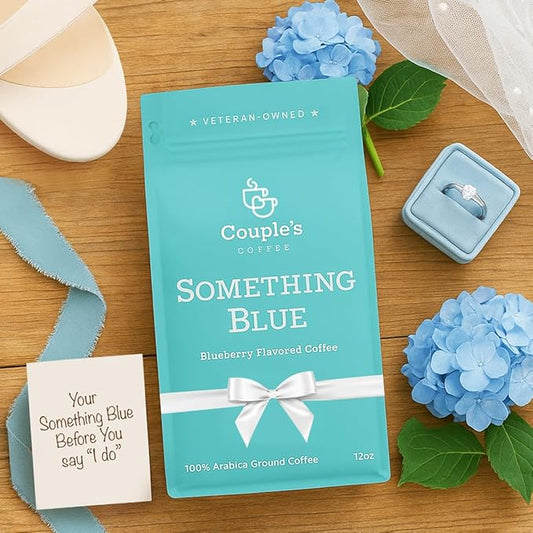 Couple’s Coffee Blueberry Flavored Ground Coffee | Something Blue Medium Roast Coffee | Perfect Something Blue Gift for Bride & Bride to Be Gifts | 12oz
