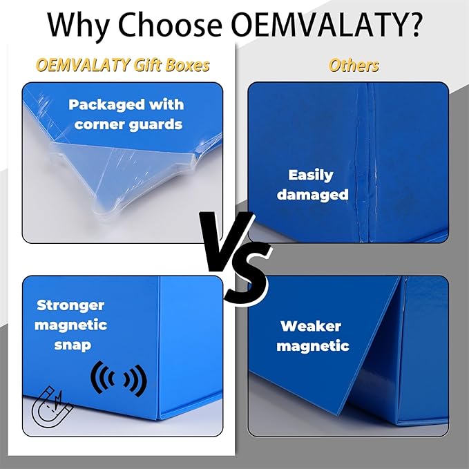OEMVALATY Blue Gift Box,6x6x3 Inches Gift Boxes with Lids for Presents with Magnetic Closure and Ribbon for Wedding,Storage,Birthday