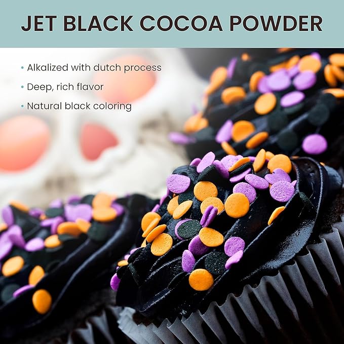 Black Cocoa Powder for Baking (1 lb) – Dutch Processed Dark Cocoa Powder, Alkalized, Unsweetened Chocolate Flavor | Natural Food Coloring Substitute | Vegan, Gluten & Sugar-Free, Keto Friendly