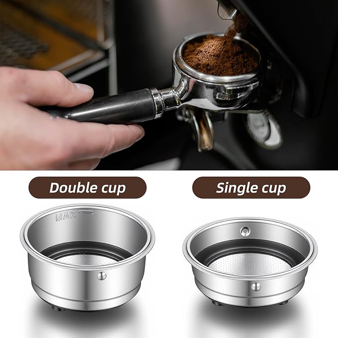 2 Pcs 51mm Portafilter Basket Espresso Basket Stainless Steel Coffee Filter Pressurized Coffee Filter Cups Compatible with 51mm Portafilter Machines for Home Office Machine Serving