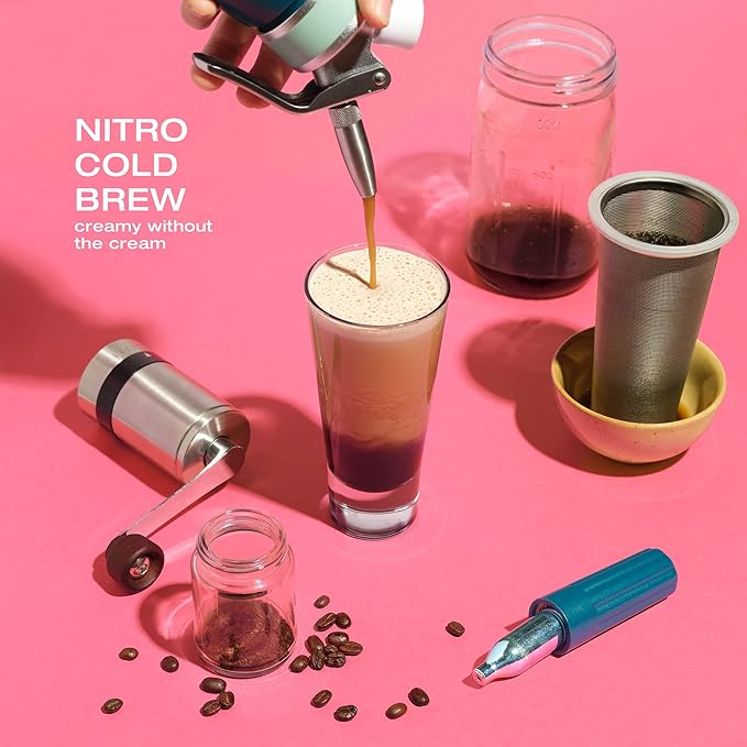 0.5L Nitro Coffee Maker, Aluminum Nitro Cold Brew Coffee Maker with Special Nitro Diffuser Nozzle & Cold Brew Maker for Making Nitro Cold Brew, 1 Pint/0.5L