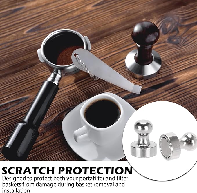 Filter Basket Remover and 2 Magnets, Stainless Steel Tool for Portafilter Basket and Puck Screen Removal, Coffee Accessories