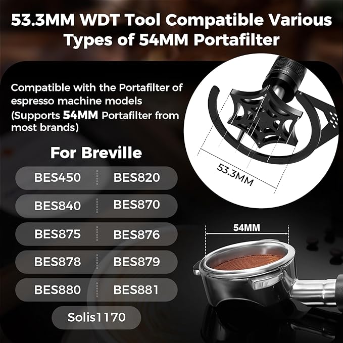 IKAPE Mantis WDT Distribution Tool with Clean Brush, V3-54mm Espresso Stirrer for Barista - 8 Needle Espresso Stirrer with Dosing Funnel & Stand, Adjustable Needle Height, Walnut Handle