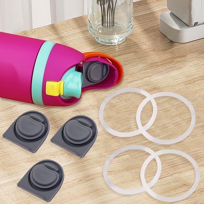 4 Sets Replacement Silicone Stopper and O Ring Gasket Compatible with Owala FreeSip 24oz 32oz,Water Bottle Lid Insert Cap Rubber Seal Parts for Owala 16/19/24/32/40oz Mouthpiece Piece Accessories