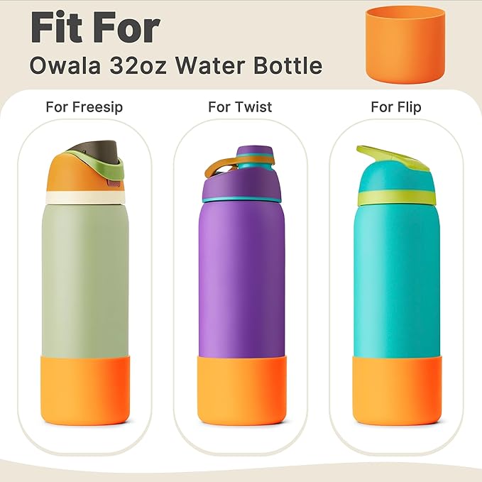 Boot for Owala 32 oz Twist/FreeSip/Flip Stainless Steel Water Bottle, Silicone Rubber Bottom Protector for Owala 32 oz Water Bottle (Orange)