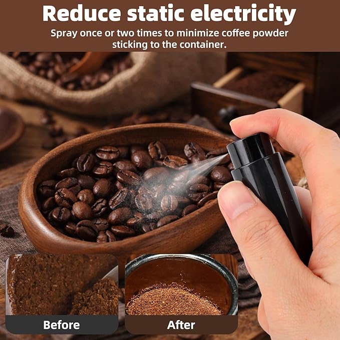 Coffee Bean Dosing Cup and Spray Bottle Set, Walnut Wood Espresso Dosing Cup with Static Spray | Holds 25g-30g Beans, Deep Design Barista Tools for Espresso Machine & Coffee Bar Station