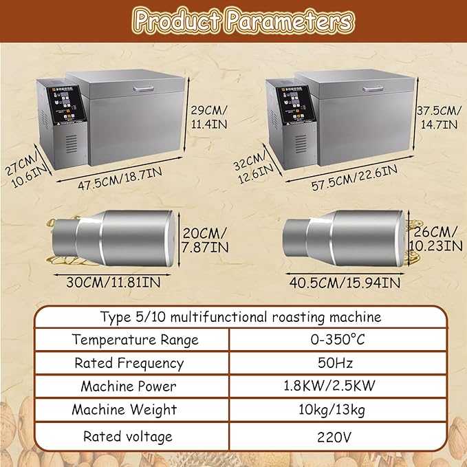 Commercial Chestnut Roasting Machine, Coffee Roaster Machine Industrial Commercial, Coffee Bean Roaster, Electric Nut Roaster, Uniform Roasting Type10