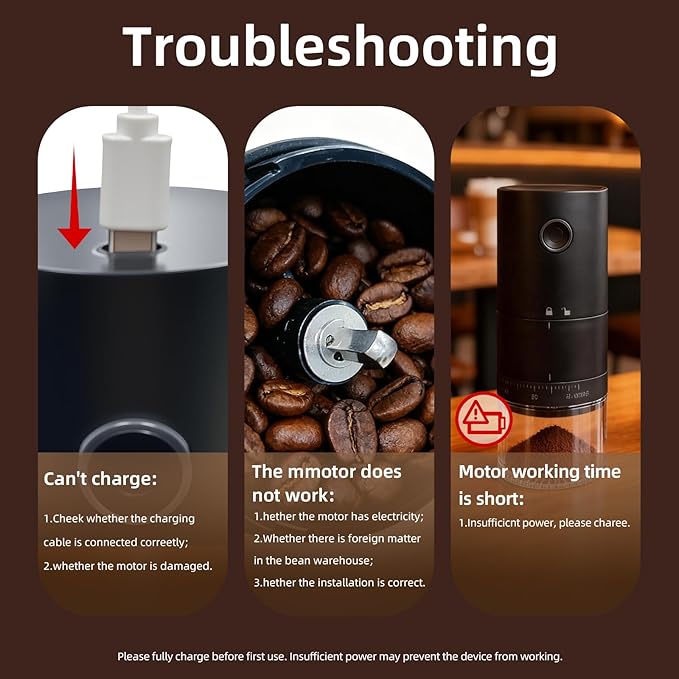 ShunChengFa Portable Electric Coffee Grinder with 38 Adjustable Grind Settings, 1500mAh Rechargeable Battery, Portable Coffee Grinder,For Home, Office & Travel Use etc