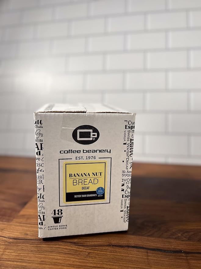 Banana Nut Bread Decaf Coffee Pods by Coffee Beanery | 48ct Bulk Medium Roast Arbica Coffee