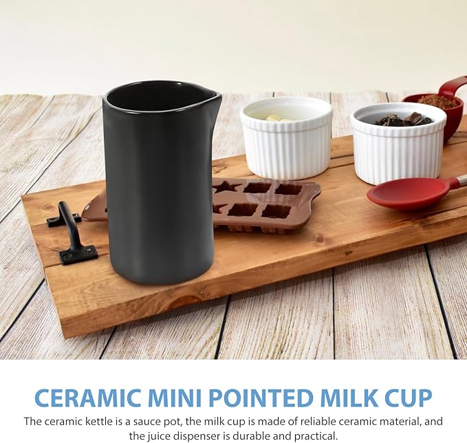DOITOOL Ceramic Creamer Pitcher Porcelain Milk Jug Pourer Coffee Milk Creamer Pitcher Sauce Container for Serving and Display, Black
