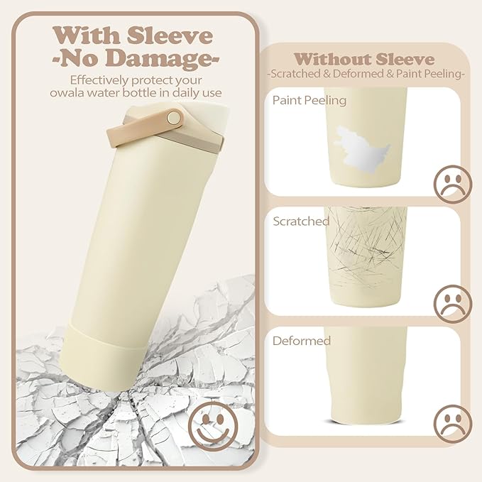 2PCS Silicone Boots for Owala 30oz & 40oz FreeSip Sway Bottles & Tumblers – Non-Slip, Scratch-Resistant, Stability Enhancer for Owala Accessories (Lightly Toasted)