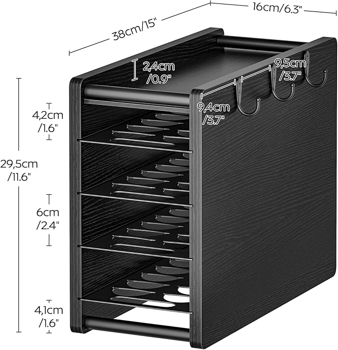 Coffee Pod Drawer Holder, 72 Pods Large Capacity, 4 Tier Holder for Vertuo, Coffee Pod Organizer for Countertop, Storage Rack for Nespresso Vertuo Pods, Space Saving, Black KH06BB