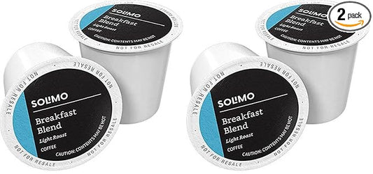 Amazon Brand - Solimo Light Roast Coffee Pods, Breakfast Blend, Compatible with Keurig 2.0 K-Cup Brewers, 100 Count (Pack of 2)