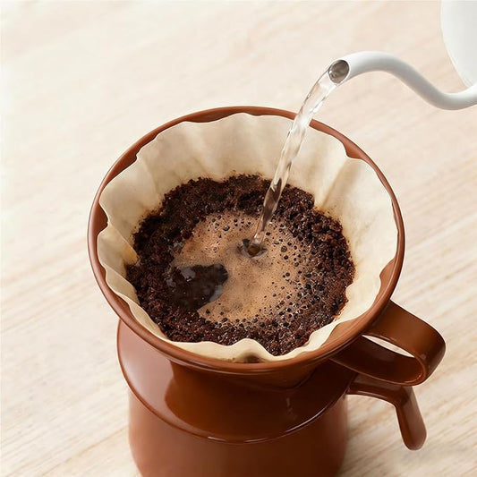 Handmade Pour Over Ceramic Coffee Dripper - Authentic Brewing Experience for Camping, Office, and Home (Coffee Brown)