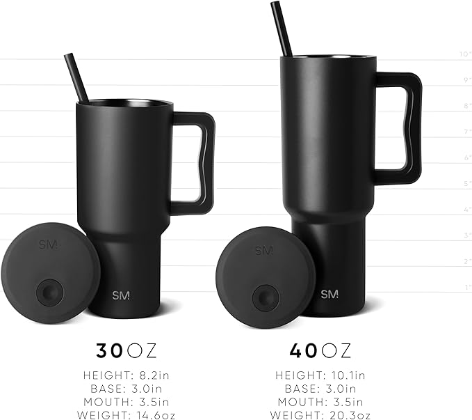 Simple Modern 40 oz Trek Tumbler with Handle and Straw Lid | Cup Holder Friendly Insulated Stainless Steel Travel Mug | Raspberry Vibes