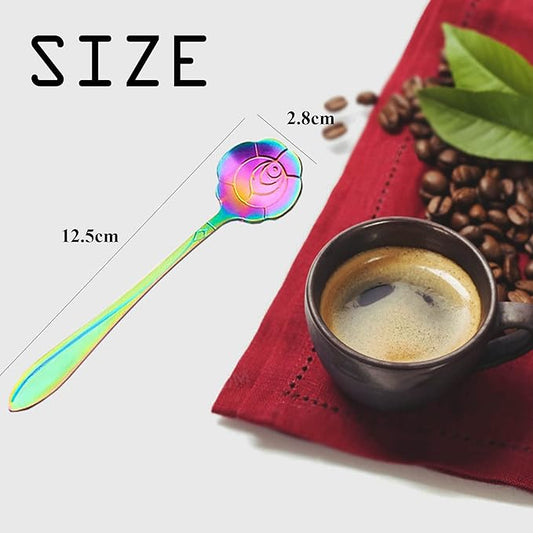 16 Pieces Flower Spoon Coffee Teaspoon Set, PBIEHSR Stainless Steel Coffee Tea Spoons for Drink Mixing Milkshake Jam