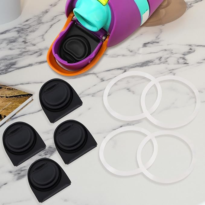 4 Sets Replacement Rubber Stopper and O Ring Gasket Compatible with Owala FreeSip 24oz 32oz,Water Bottle Lid Insert Cap Seal Parts for Owala 16/19/24/32/40oz Mouthpiece Accessories Z4K6