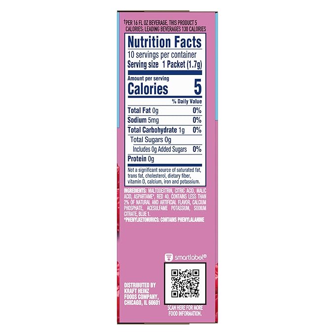 Crystal Light Drink Mix, 12 Packets, for Convenient On-the-Go Flavorful Hydration, Artificially Flavored Raspberry Ice, Zero Sugar, . 6 oz each