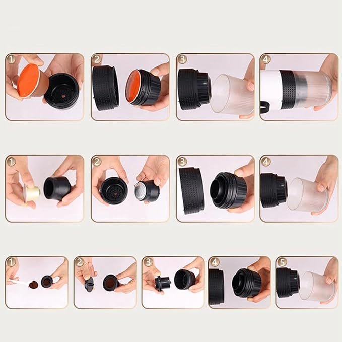 Yunir Portable Electric Coffee Machine, Self Heating Travel Coffee Maker with Capsule Design, 15 Bar Pressure, Material, Coffee Maker for Travel Office Car