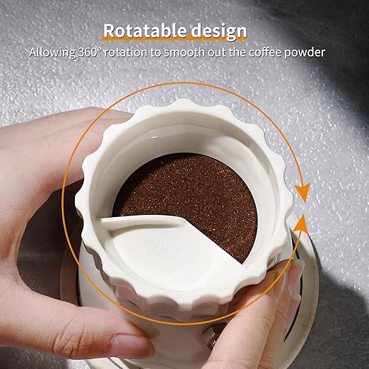 Bincoo Coffee Maker Dosing Funnel 54mm for Moka Pot-Coffee Powder Filler Funnel,Anti-Flying Powder Distribution Tool for 2-3 Espresso Cup Moka Pot(Beige-S 54mm)