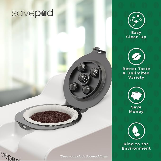 Savepod Pods Replacement Ring, Savepod Coffee Filter Dispenser, Reusable Pod Alternative, Single Serve Coffee Machine, Compatible with Keurig and K Cup Brewers, Food Grade, BPA Free, 5 Hole