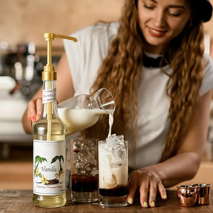 Nuogo Coffee Syrup Pump Compatible with Monin 750ml (25.4 Fl Oz) Glass Bottles Flavor Syrup Pump Dispenser with Tip Covers(6 Pcs,Multicolored)