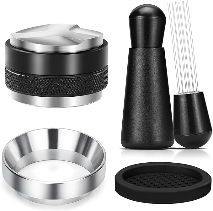51mm Espresso Accessories Kit, Dual Head Coffee Leveler, WDT Tool and Dosing Funnel Set For Delonghi 51 mm Espresso Machines & Portafilters