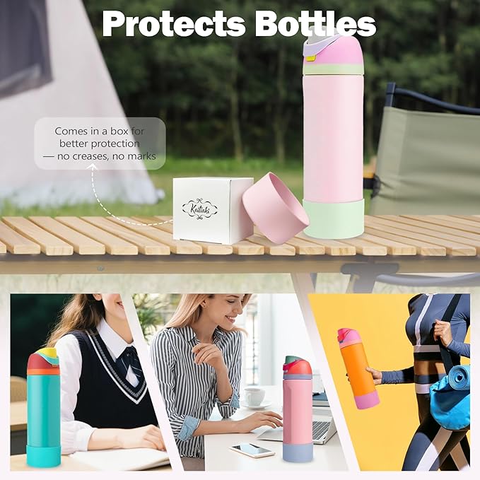 2PCS Silicone Boot for Owala 24oz FreeSip Water Bottle, Anti-Slip Scratch-Resistant Bottom Sleeve, Protective Sports Bottles Accessories, BPA-Free
