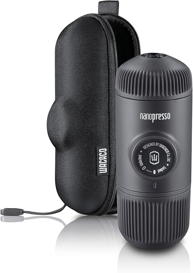 Wacaco Nanopresso Portable Espresso Maker bundled with Nanopresso Protective Case, Upgrade Version of Minipresso, 18 Bar Pressure, Extra Small Travel Coffee Maker, Manually Operated