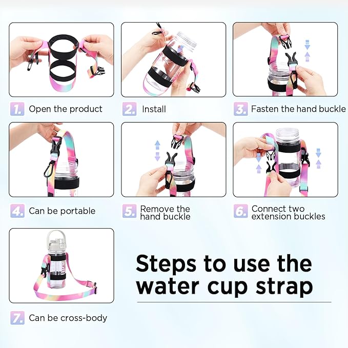 EasyAcc Water Bottle Holder Strap Sling, for Owala FreeSip 24 32 40 oz, Hydro Flask, Cirkul, Yeti, Stanley Flip, Universal Water Bottles, with Carabiner, for Walking Curise Travel (Bottle Excluded)