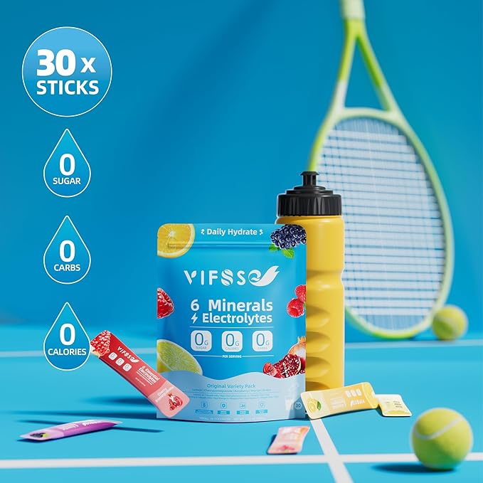Electrolyte Powder Drink Mix - Rapid Hydration with 6 Minerals & Electrolytes, 30 Sticks, Sugar-Free Variety Packs of Lemon, Raspberry, Cherrypomegranate,Orange, Grape, for Workout & Energy Recovery