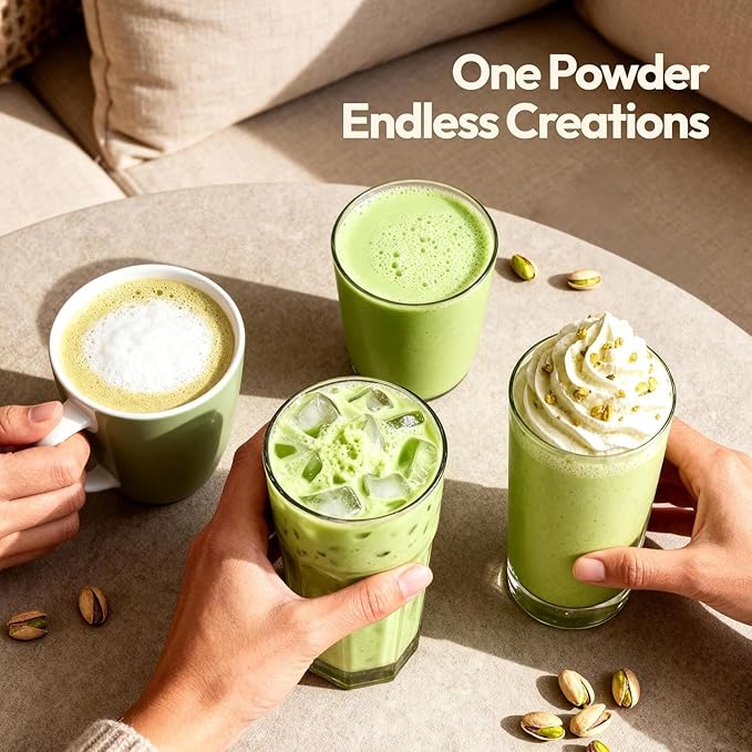 SLOJO Pistachio White Chocolate Powder - Premium Drink Mix for Hot & Cold Beverages, Gourmet Powder, Vegan, Drink Mix for Frozen or over Iced Frappes, Lattes, Iced Coffees, Milkshakes and Desserts, 14-Pound Box
