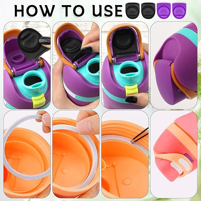 4 Sets Replacement Rubber Stopper and O Ring Gasket Compatible with Owala FreeSip 24oz 32oz,Water Bottle Lid Insert Cap Seal Parts for Owala 16/19/24/32/40oz Mouthpiece Accessories Z4K11