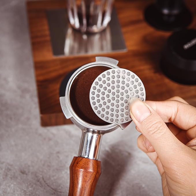 Espresso Puck Screen, SANTOW 51mm Portafilter Shower Screen Puck Mesh - Thickness 1.5mm, 304 Stainless Steel with Titanium PVD Coating, Dual Layer Filter