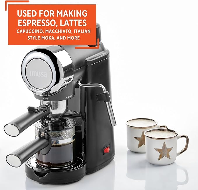 Imusa 4 Cup Epic Electric Espresso/Cappuccino Maker (Cafe Cubano, Cortadito, Colada, Cafe con Leche), Black