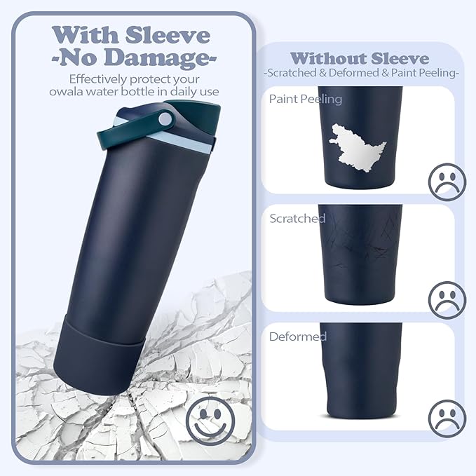 Silicone Boot for Owala 30oz & 40oz FreeSip Sway Bottles & Tumblers - Non-Slip, Scratch-Resistant, Stability Enhancer, Available in 12 Colors (Sea Captain)
