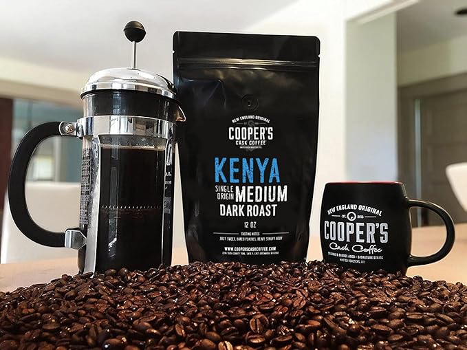 Kenya AA Medium-Dark Roast Coffee Beans, Single Origin Ground Coffee - 12 oz Bag