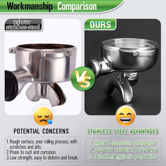 58mm Portafilter for E61 Group Head , Flair 58, ECM, Rocket, Sanremo, Synesso, Slayer, VBM Espresso Machines , Dual Spout Espresso Handle with Siam Rosewood Grip & 304 Stainless Steel Basket