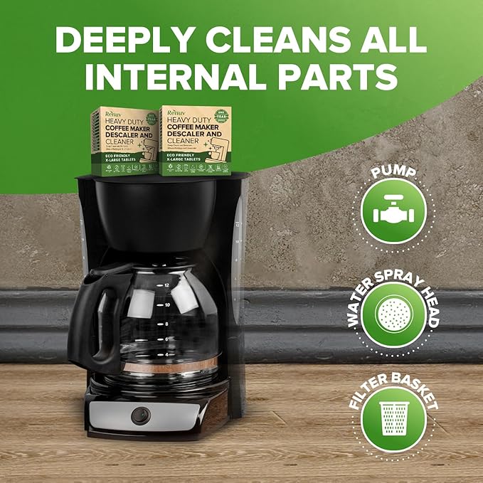 Renuv® Coffee Maker Cleaner + Dishwasher Cleaner Bundle - Heavy Duty Kitchen Appliance Deep Cleaning and Descaling, (12 Tablets of each)