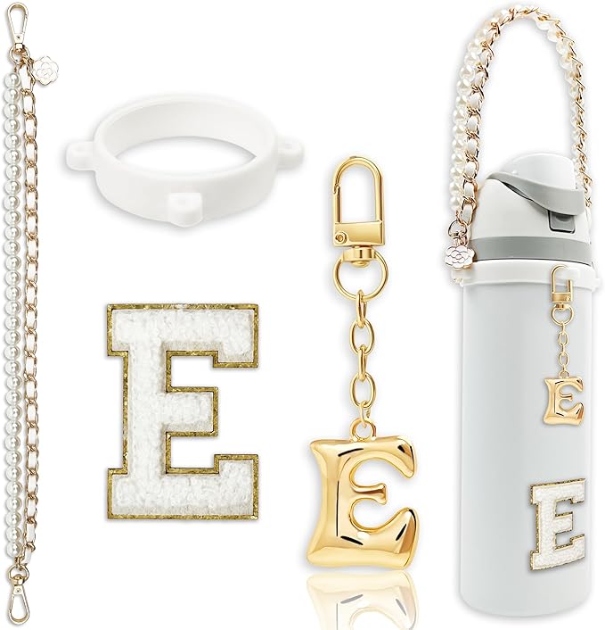 Letter Handle Strap Accessories with Cute Initial Charm Compatible with Owala Water Bottle 24oz 32oz 40oz Owala Kids