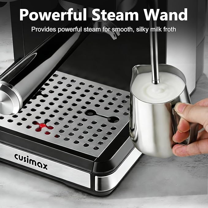 CUSIMAX Espresso Machine with Grinder, 20 Bar Professional Expresso Coffee Machines with Milk Frother Steam Wand, Espresso Maker with 60oz Removable Water Tank, Cappuccino & Latte Machine for Home